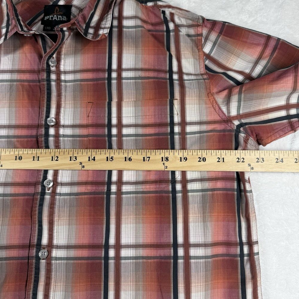 Prana Shirt Shirt Mens Large Plaid Short Sleeve‎ Button Up Casual Outdoor - Picture 12 of 13